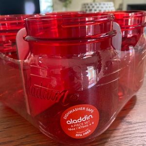 Aladdin Mason Jar 16 oz cups 4-pack - (red) brand new, never used!!
